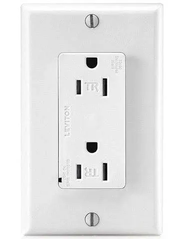 Leviton T5280-W Tamper Resistant Surge Decora Receptacle, 15A, 125V, White