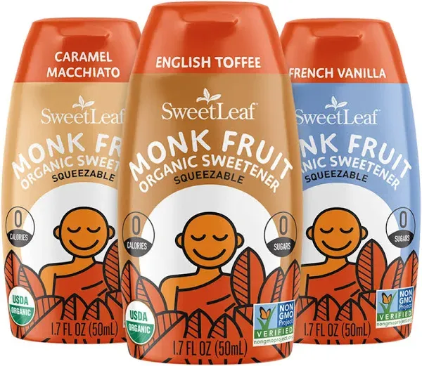 SweetLeaf Organic Monk Fruit Liquid 1.7 Ounce - Bundle of 3 - English ToffeeÂ 