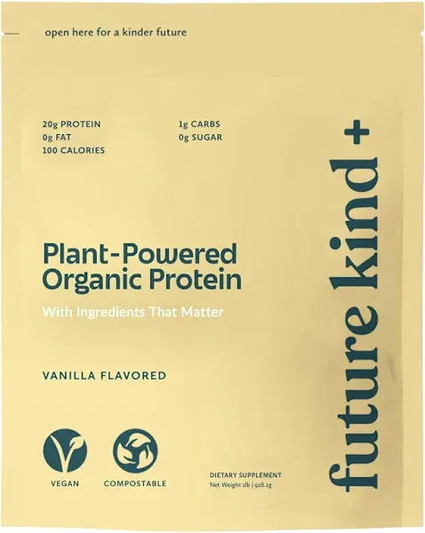 Future Kind Vegan, Vanilla Whey Free Protein Powder for Men and Women Pea Plant Protein for Lean Muscle