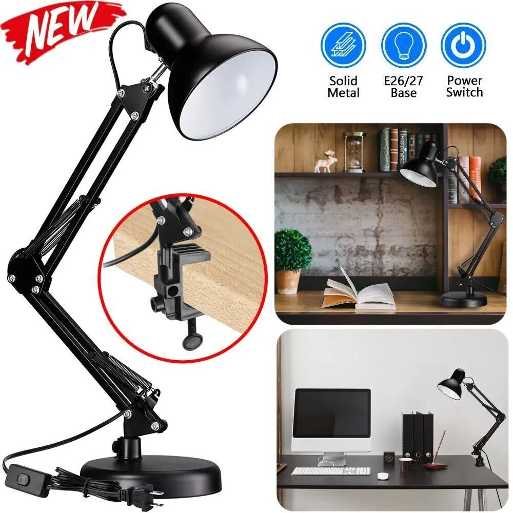 LED Desk Lamp Adjustable Swing Arm Lamp with Clamp Eye-Caring Reading Desk Light