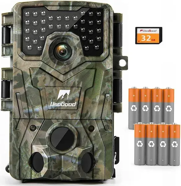 Usogood Trail Camera 36mp 4k 30fps Game Camera with Night Vision Motion Activated Ip66 Waterproof