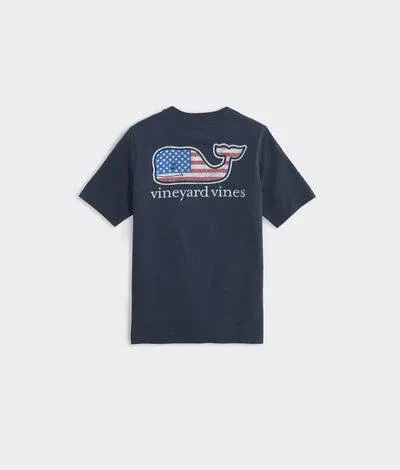 vineyard vines Boys' Flag Whale Short Sleeve Pocket Tee