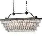 Edvivi 4-Light Antique Bronze Rectangular Linear Crystal Chandelier