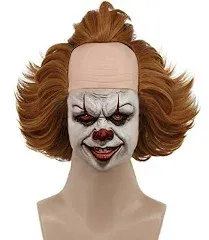 karlery Short Fluffy Brown Curly Horror Pennywise Wig Halloween Cosplay Wig Costume Anime Wig