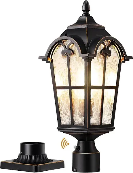 EDISHINE 21.9'' H Dusk to Dawn Outdoor Post Light Pole Light Fixture with Pier Mount Base