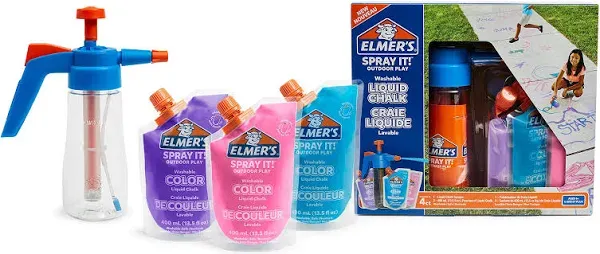 ELMER&#039;S SPRAY IT! OUTDOOR PLAY WASHABLE LIQUID CHALK KIT *NEW