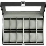 Lockable Watch Box With Keys Black + Black / 12 Slot