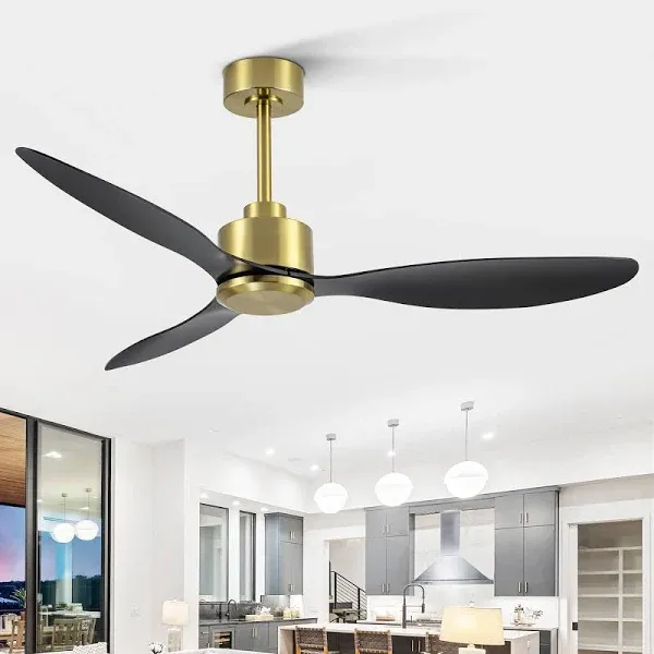 Breezary 65-in Gold with Acrylonitrile Butadiene Styrene Blades Color-changing Indoor/Outdoor Ceiling Fan with Light and Remote (6-Blade)