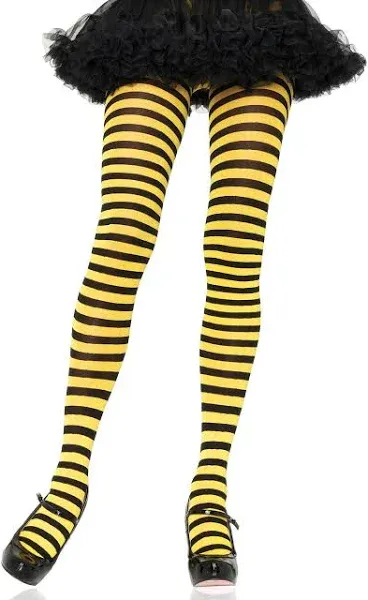 Leg Avenue Women's Nylon Striped Tights, Black/Purple, One Size