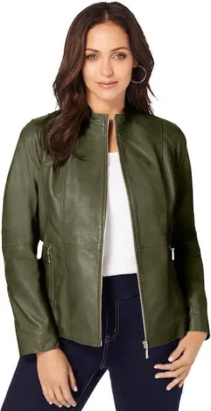 Jessica London Women's Plus Size Leather Jacket