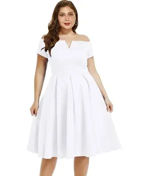 LALAGEN Vintage 1950s Party Cocktail Wedding Swing Midi Dress plus size XXL