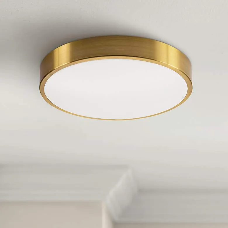 AFX Octavia 19" Wide Round Satin Brass Metal LED Ceiling Light