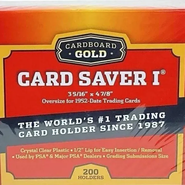 Card Saver 200 Cardboard Gold 1 Semi-Rigid Card Holders -PSA Submission Size