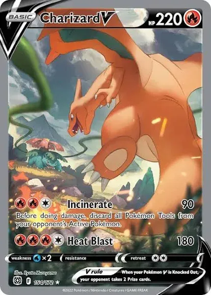 Pokemon Sword & Shield Brilliant Stars Ultra Rare Charizard V #154 Trading Card Game