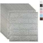 Sodeno 10 Pcs Silvery 3D Wall Panels, 14.5 sq.feet Coverage, Printable Wallpaper Sticker with Self-Adhesive Waterproof Brick PE Foam Wall Panels