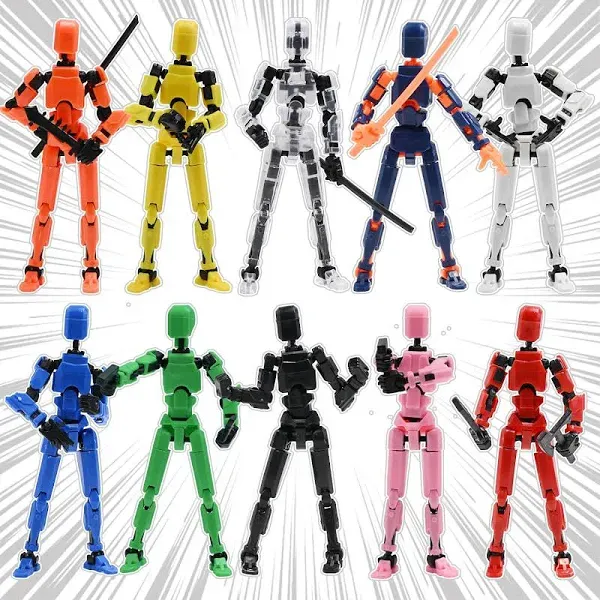 【Assembly Required】 10pcs Lucky 13 Action Figures, Dummy Titan 13 Action Figures, Multi-Jointed Movable，with 3 Hand-Shapes, 4 Weapons (10PCS)