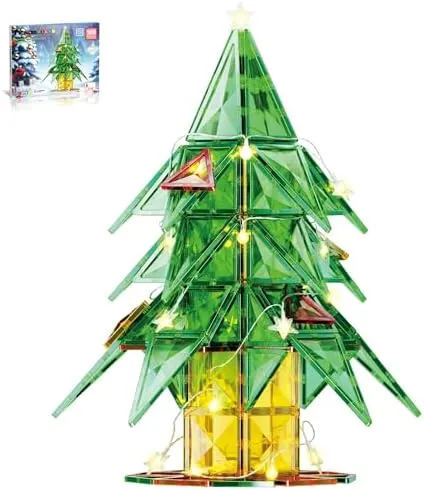 PicassoTiles 106 Pieces Christmas Tree Magnet Building Tiles