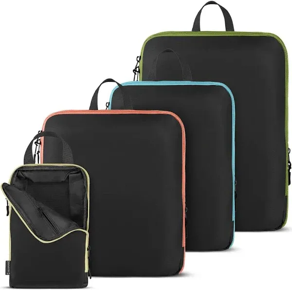 Compression Packing Cubes Travel, 4 Set/6 Set Packing Cubes for Carry on Suitcase, Suitcase Organizer Bags Set, Compression Bags Travel, Best Travel Packing Cubes Compression - with Inside Pockets