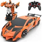 Bluejay Transform RC Cars for Boys 4-7 8-12, 2.4GHz 1:18 Scale Remote Control Car Transforming Robot, One-Button Deformation 360