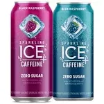 Sparkling Ice +Caffeine Zero Sugar Flavored Sparkling Water with Vitamins and Antioxidants, Black/Blue Raspberry PK, 16 fl oz