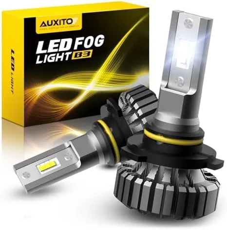 AUXITO 9005 LED Fog Light 6500K, Fanless HB3 Bulbs 400% Brighter Plug and Play Fog Bulb Replacement, Pack of 2