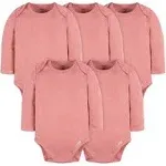 Gerber Onesies Brand Baby Girl Long Sleeve Bodysuits, 5 Pack, Sizes 0-3 Months - 6-9 Months