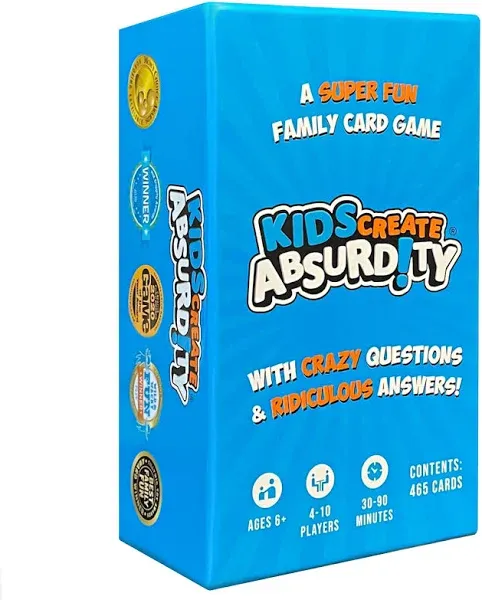 Kids Create Absurdity Funny Card-Game for Kids Family Game Night-Laugh Until You Cry- Stocking-Stuffer-for-Kids A Fun Fill in The Blank Card Game for Ages 6-12 Years Old.