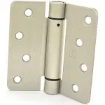 Hager 1751415EA 4" x 4" 1/4" Radius Corner Steel Full Mortise Residential Spring Hinge Satin Nickel Finish