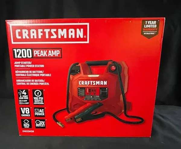 Craftsman CMXCESM256 1200 Peak Amp Jump Starter &amp; Portable Power Station NEW