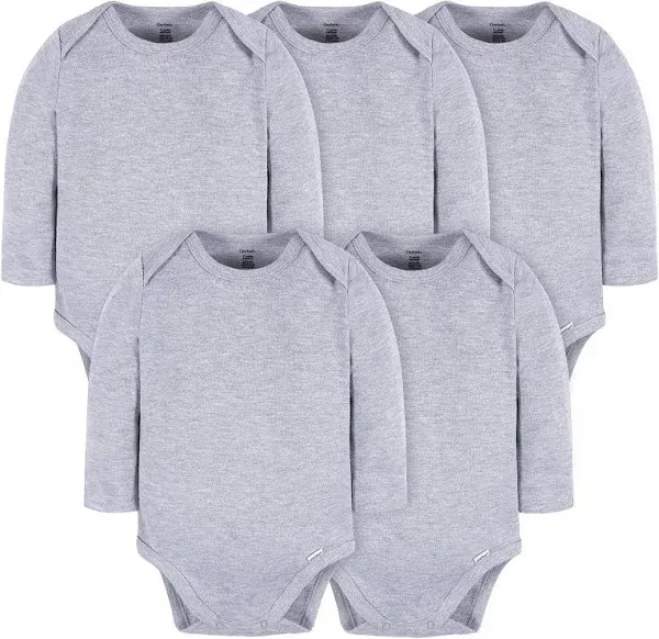 Gerber Baby Long Sleeve Solid Onesies Multi-Pack Interlock 180 Gsm