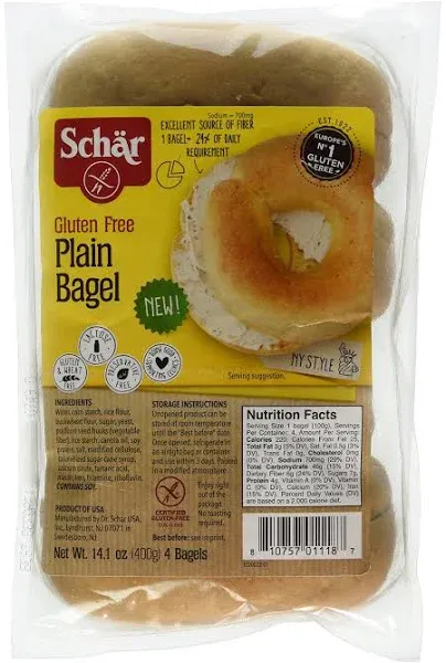 Schar Gluten Free Plain Bagels 14.1 Ounce