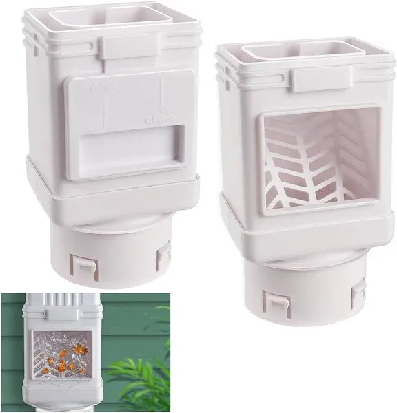 Downspout Filter, Downspout Leaf Filter, Gutter Downspout Guard, Downspout Screen Filters, Leaf Removers（2PCS） (White)