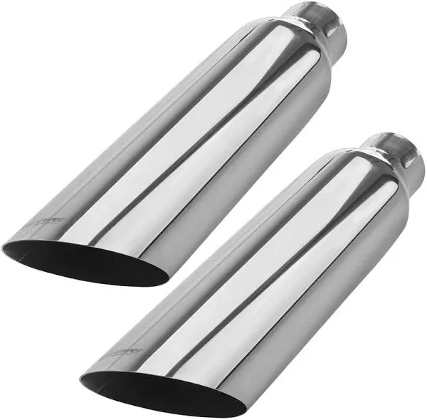 2 PCS Upower 2.5&#034; to 4&#034; Exhaust Tips 18&#034; Long Stainless Steel Weld-On Exhaust...