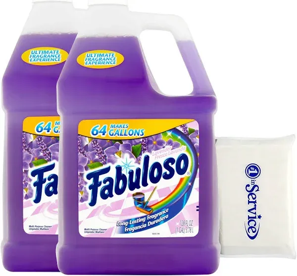 Number 1 In Service Fabuloso Makes 64 Gallons Lavender Purple Liquid Multi-Purpose Professional Household Non Toxic Fabolous Hardwood Floor Cleaner Bundled Wallet Tissue pack