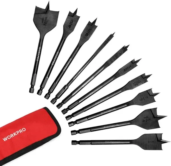 WORKPRO 10-Piece Pro Spade Drill Bit Set