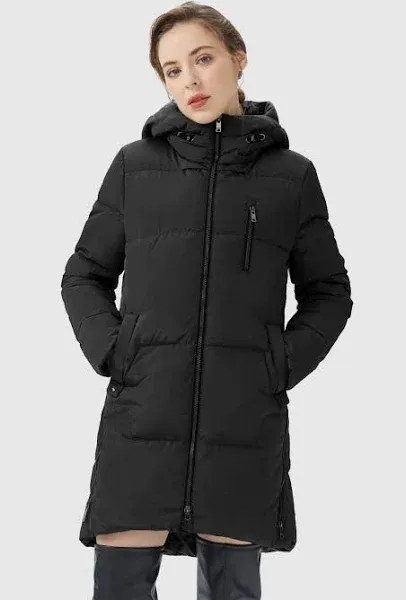 Orolay Black Two way zipper black hooded puffer jacket size XL