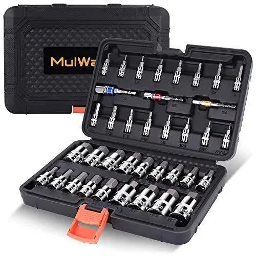 37 PCS Metric Allen Socket Set, 3/8, 1/4, 1/2 in. Drive, Automotive, Bike, Mo...