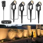 Low Voltage Landscape Lights，Total 56ft Cable Long Outdoor Landscape Lights Waterproof Led Spotlight with Plug Warm White 12W Small Landscaping Spotlights for Garden,Yard,Walkway（with Transformer）