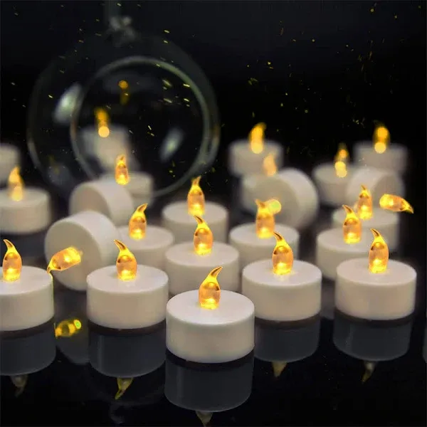 24pcs Tea Lights Candles Battery Operated: Realistic LED Flickering Flameless Tea Lights Steady Battery Tea Lights Long Lasting Fake Candles Decoration for Party and Craft Ideas