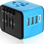 Universal Travel Adapter, Worldwide Travel Power Adapter, International Travel Plug All in One Power Plug Adapter with USB C Port Fast Wall Charging for European, Italy, US, AU & More 170 Countries