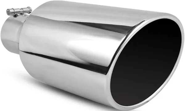 YITAMOTOR 3" to 6" Diesel Exhaust Tip, 3" Inlet 6" Outlet 15" Long Stainless Steel Professional Polished Exhaust Tail Tip for All 3" Outside Diameter Tailpipe, Rolled Angle Cut, Bolt-On, Silver