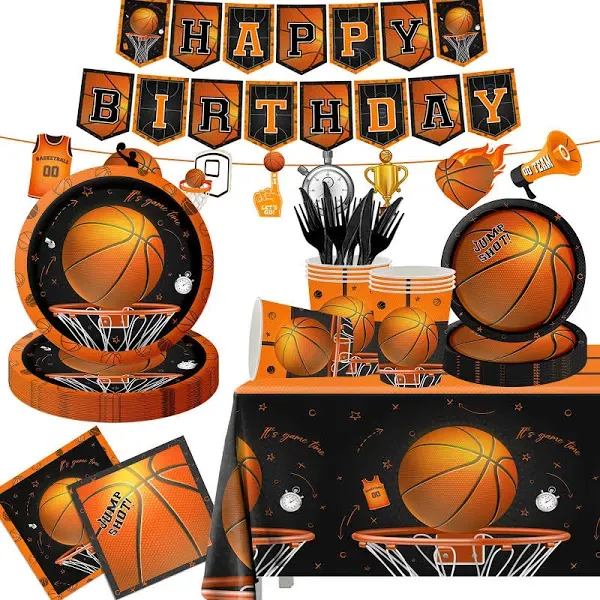 Basketball Party Supplies, 142Pcs Basketball Sports Theme Birthday Party Supplie