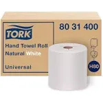 Tork Universal Hand Towel Roll, Notched, 8" x 800 ft, Natural White, 6 Rolls/Carton