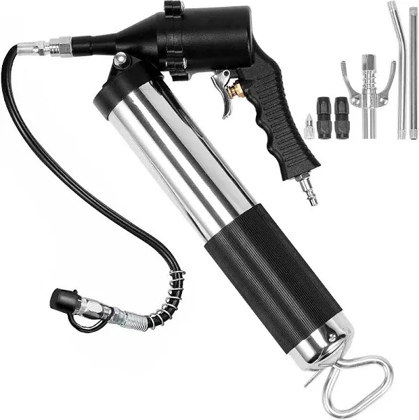 VEVOR Air Operated Grease Gun 6000psi 14 oz Heavy Duty with 18.5 inch Hose & Multiple Couplers - Black