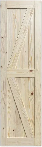 EaseLife 24in x 84in Sliding Barn Wood Door,Interior Doors,DIY Assemblely,Solid Natural Spruce Panelled Slab,Easy Install,Apply to Rooms & Storage Closet,K-Frame