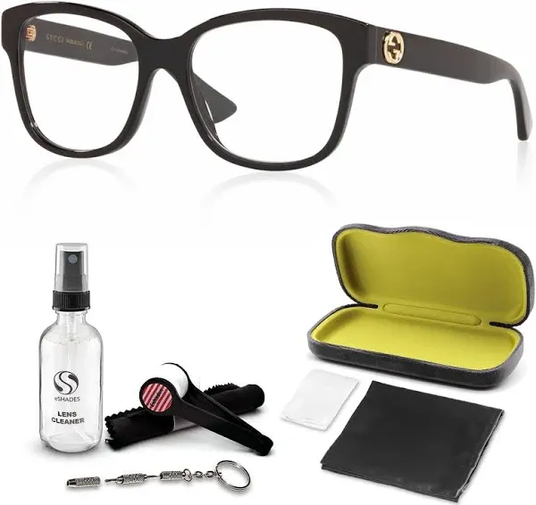 Gucci GG0038ON Designer Fashion Eyeglasses: Classic Square Shape Eyeglasses Frame Eyewear with Luxury eSHADES Kit - Embrace Sophistication and Elegance