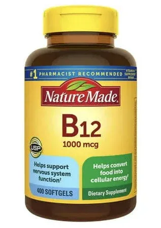 Nature Made Vitamin B12 1000 mcg., 400 Softgels, Vitamin B for Women & B Vitamins for Men, 400 Softgels, 400 Day Supply,