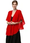 Hotshawl Womens Chiffon Shawls and Wraps, Wedding Party Shawl Scarf for Evening Dresses (Red)