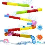 Fajiabao Bath Toys for Kids Ages 3-4-8 Water Toddler Bathtub Toys Ball Slide Track DIY Mold Free Wall Shower Toys with Suction Cups for Boys Girls