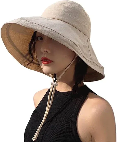 Wide Brim Bucket Hat - UPF50+ Protection Travel Beach Sun Hat with Semi-Rigid Adjustable Foldable Brim